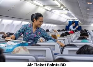 Air hostess assisting passengers on a Malaysia air ticket from Dhaka international flight